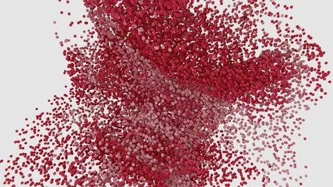 Horizontal 3D abstract particles dots spheres explosion dispersion background Stock Illustration