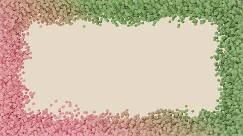 Horizontal 3D abstract particles dots spheres frame border background copyspace Stock Illustration