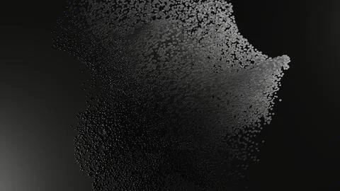 Horizontal 3D abstract particles monochrome black white background copyspace Stock Illustration