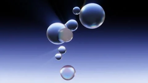 Horizontal 3D abstract spheres bubbles glass background copyspace banner Stock Illustration