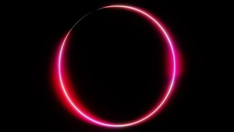 Horizontal 3D abstract technology digital science halo ring circle glow loop Stock Footage 340813036