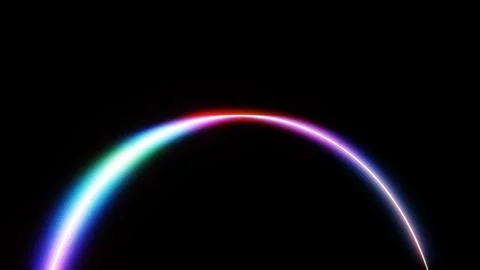 Horizontal 3D abstract technology digital science halo arc glow neon futuristic イラスト素材