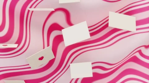Horizontal 3d abstract Valentine romantic envelope letter message hearts fall Stock Footage 325985758