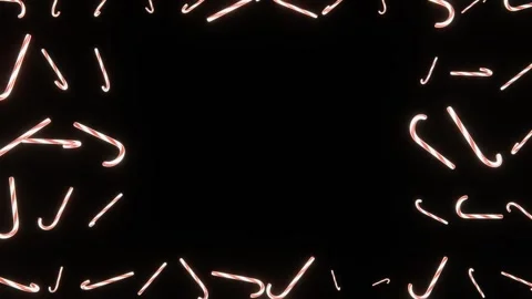 Horizontal 3d Christmas New Year candy cane peppermint frame border copy space Stock Footage 320247261