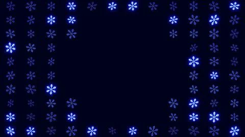 Horizontal 3d Christmas New Year winter snowflakes border frame luminous blue Stock Illustration
