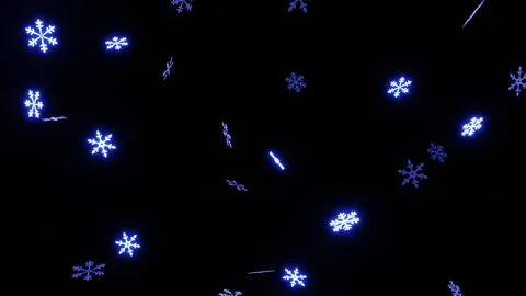 Horizontal 3d Christmas New Year winter snowflakes falling electric luminous Stock Illustration