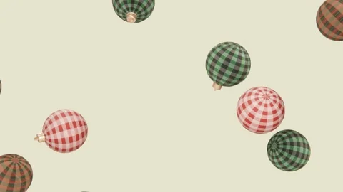 Horizontal 3d Christmas tree New Year falling ornaments baubles loop animation Stock Footage 320247266