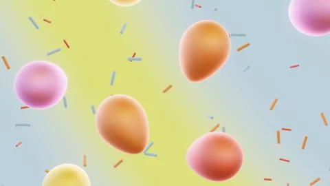 Horizontal 3D Easter eggs confetti background copyspace spring pastel gradient 스톡 일러스트