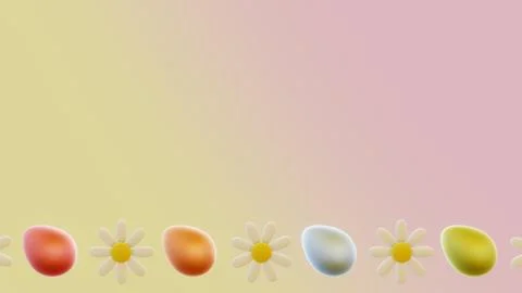 Horizontal 3D Easter eggs daisy frame border background copyspace spring 스톡 일러스트