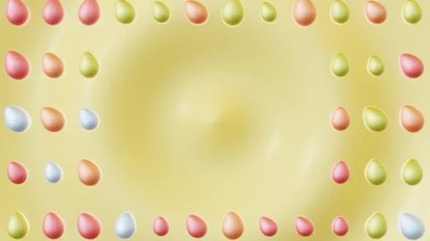 Horizontal 3D Easter eggs frame border background copyspace spring pastel イラスト素材