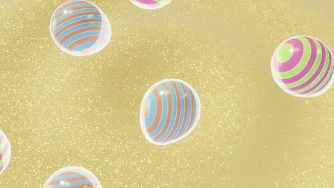 Horizontal 3D Easter eggs striped glitter background copyspace spring loop Stock Footage 328803259