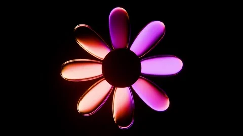Horizontal 3D glass abstract flower sleek glossy web design website loop Stock Footage 333851445