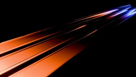 Horizontal 3D glass abstract glowing speed energy lines streaks sleek glossy Illustrazione stock