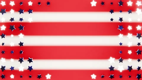 Horizontal 3D Independence Day 4th July border frame patriotic USA flag stars Stock Footage 334939351