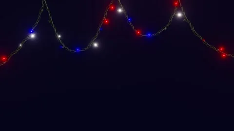 Horizontal 3D Independence Day 4th July LED lights string garland red white blue Stock Footage 334999005