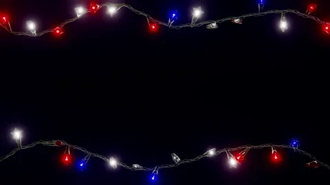 Horizontal 3D Independence Day 4th July LED fairy stars lights garland frame Stock-Footage 335413972