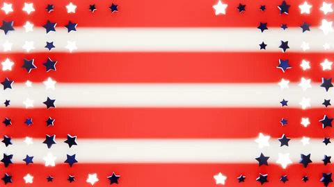 Horizontal 3D Independence Day 4th July border frame patriotic USA flag stars Stockillustratie