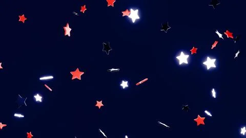 Horizontal 3D Independence Day 4th July falling stars night dark blue red white Stock Illustration