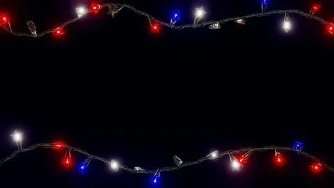 Horizontal 3D Independence Day 4th July LED fairy stars lights garland frame Stockillustratie
