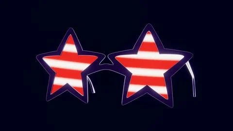 Horizontal 3D Independence Day 4th July glasses patriotic USA stars flag America Stock Illustration