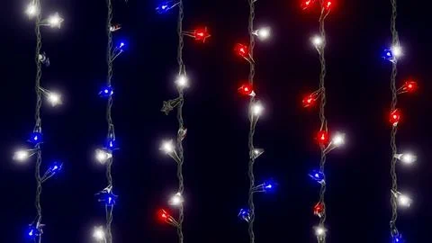 Horizontal 3D Independence Day 4th July stars lights garland patriotic USA Stock Illustration