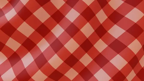 Horizontal 3D red retro gingham picnic food texture plaid pattern animation Video stock 315757458