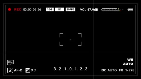 Horizontal 4k 30fps camera recording screen overlay Stock Footage 319840320