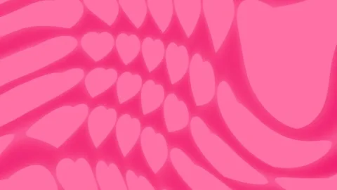 Horizontal 4K video. Glow pink fill hearts on acid pink magenta Stock Footage 306552359