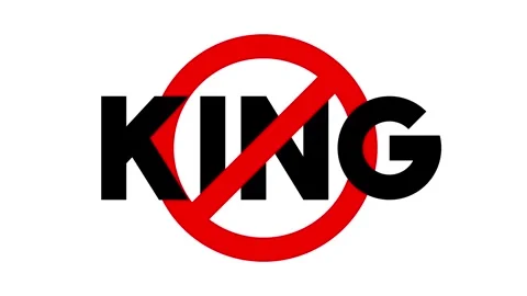 Horizontal 4K video icon. Red prohibition sign with black text KING on white Stock Footage 323650088