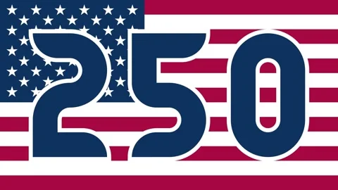 Horizontal 4K video for Independence Day celebrations. Text USA 250 Stock Footage 337832002