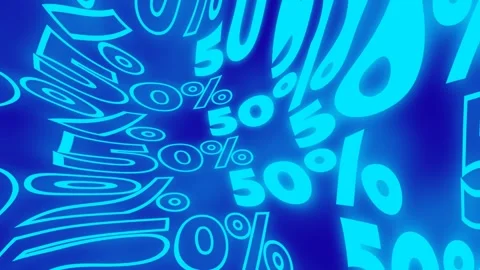 Horizontal 4K video. Light blue glow wavy text 50 % off Stock Footage 289798261