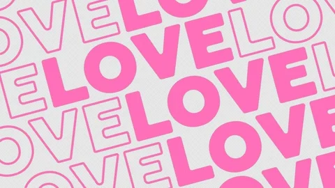 Horizontal 4K video. Loop animation. Pink diagonal oblique outline text Love Stock Footage 263198482