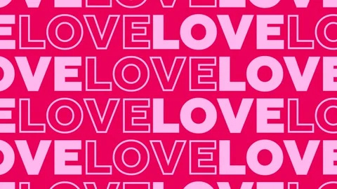 Horizontal 4K video. Loop animation. Pink text Love move horizontally on magenta Vídeos de archivo 321288449