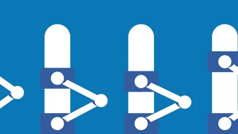 Horizontal 4K video. Loop animation. Crankshaft, hi tech hydraulic arm Stock Footage 321854031