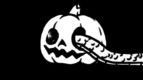 Horizontal 4K video. Snake crawls in white pumpkin on black Stock Footage 317957429