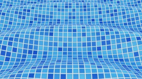 Horizontal abstract 3D blue pool tiles waves mosaic banner template mockup Stock Illustration
