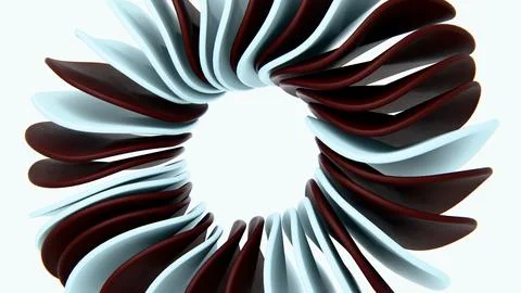 Horizontal abstract 3D flower petals clean white burgundy background copyspace Stock Illustration