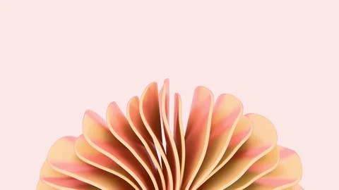 Horizontal abstract 3D flower petals clean pastel peach background copyspace Stock Illustration