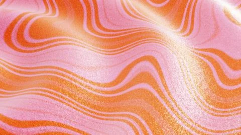 Horizontal abstract 3d glitter retro groovy fabric wavy pink orange template Stock Illustration
