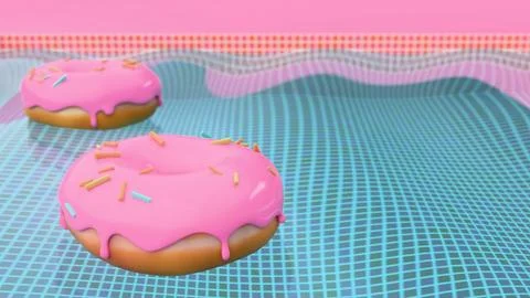Horizontal abstract 3D render summer pool party surreal silliness concept Illustrazione stock