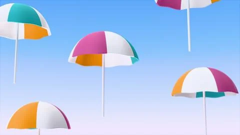 Horizontal abstract 3D render summer pool party umbrella parasol banner template 库存插图