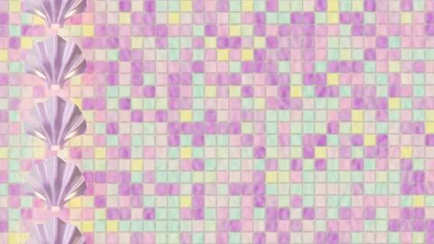 Horizontal abstract 3D summer pastel iridescent mermaid pool, promo banner Stock Illustration