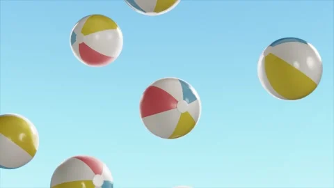Horizontal abstract 3D summer pool party beach balls loop animation inflatables Stock Footage 331818577