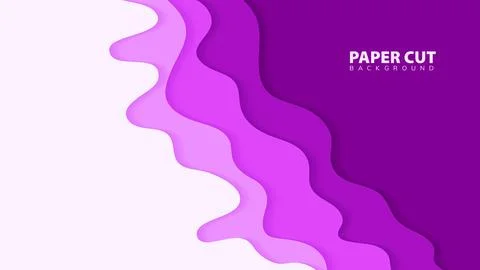 Horizontal abstract background and paper cut shapes in purple color 스톡 일러스트