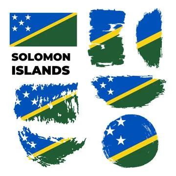 Horizontal Abstract Grunge Brushed Flag of Solomon Islands Stock Illustration