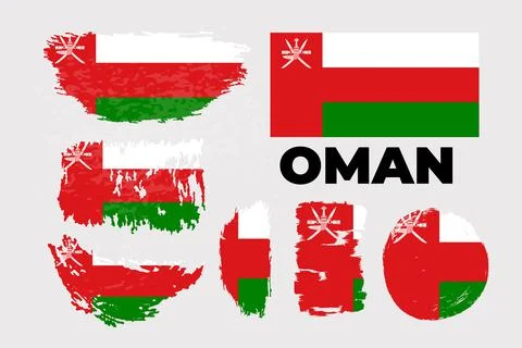 Horizontal Abstract Grunge Brushed Flag of Oman Stock Illustration