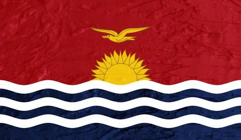 Horizontal Abstract Grunge Brushed Flag of Kiribati on Transparent Grid. Vect Stock Illustration