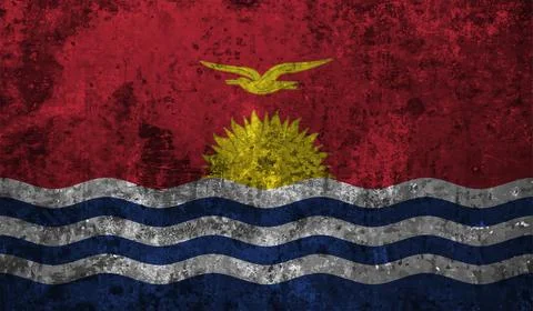 Horizontal Abstract Grunge Brushed Flag of Kiribati on Transparent Grid. Vect Stock Illustration