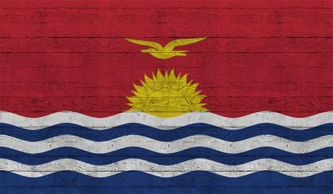 Horizontal Abstract Grunge Brushed Flag of Kiribati on Transparent Grid. Vect Stock Illustration