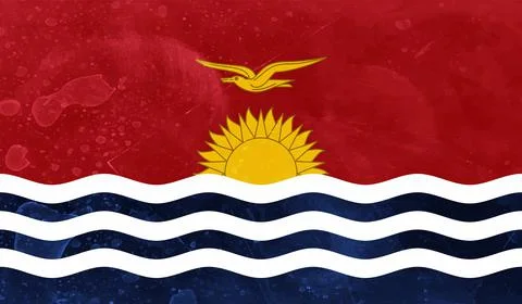 Horizontal Abstract Grunge Brushed Flag of Kiribati on Transparent Grid. Vect Stock Illustration